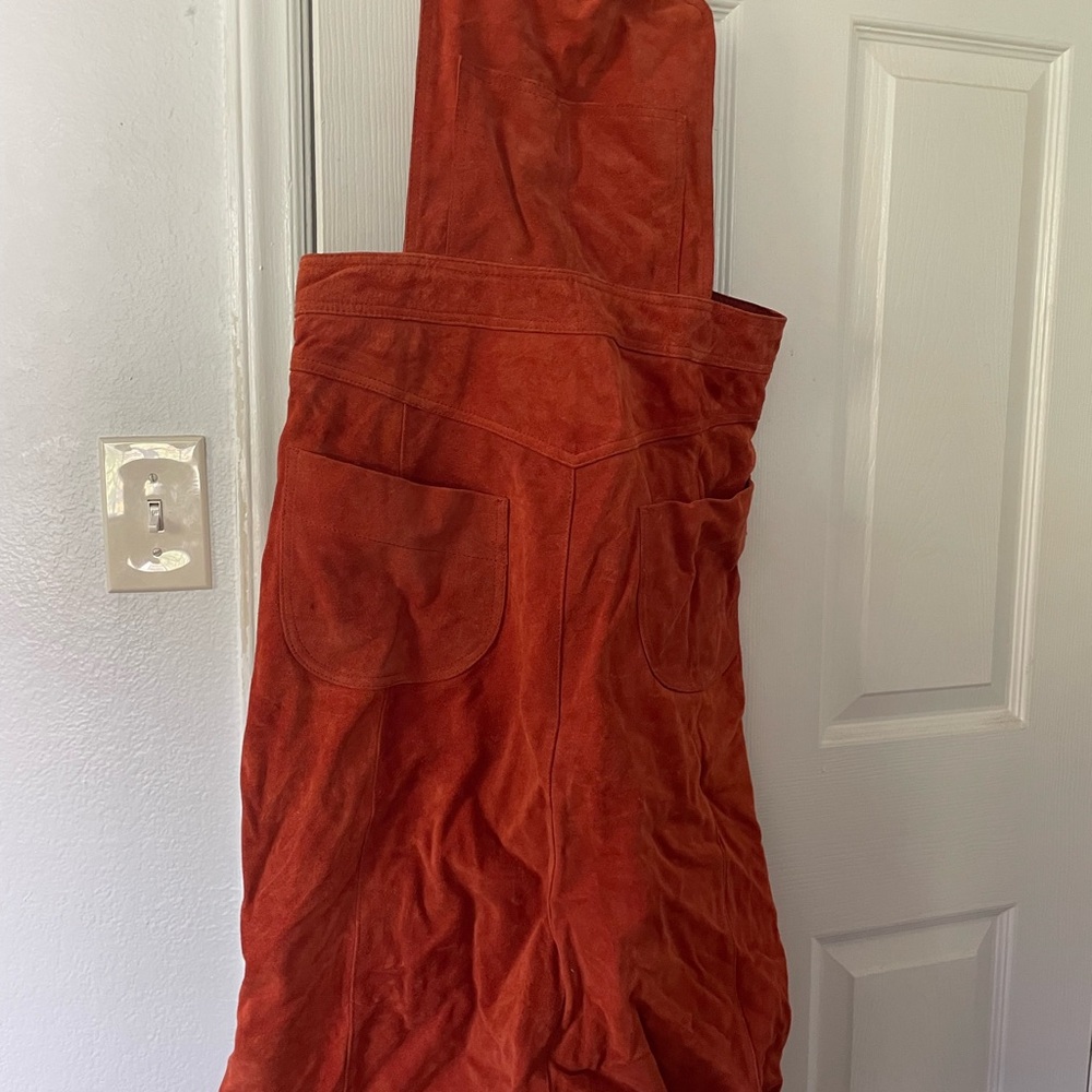 Free people Suede Rust Orange Overall skirt
